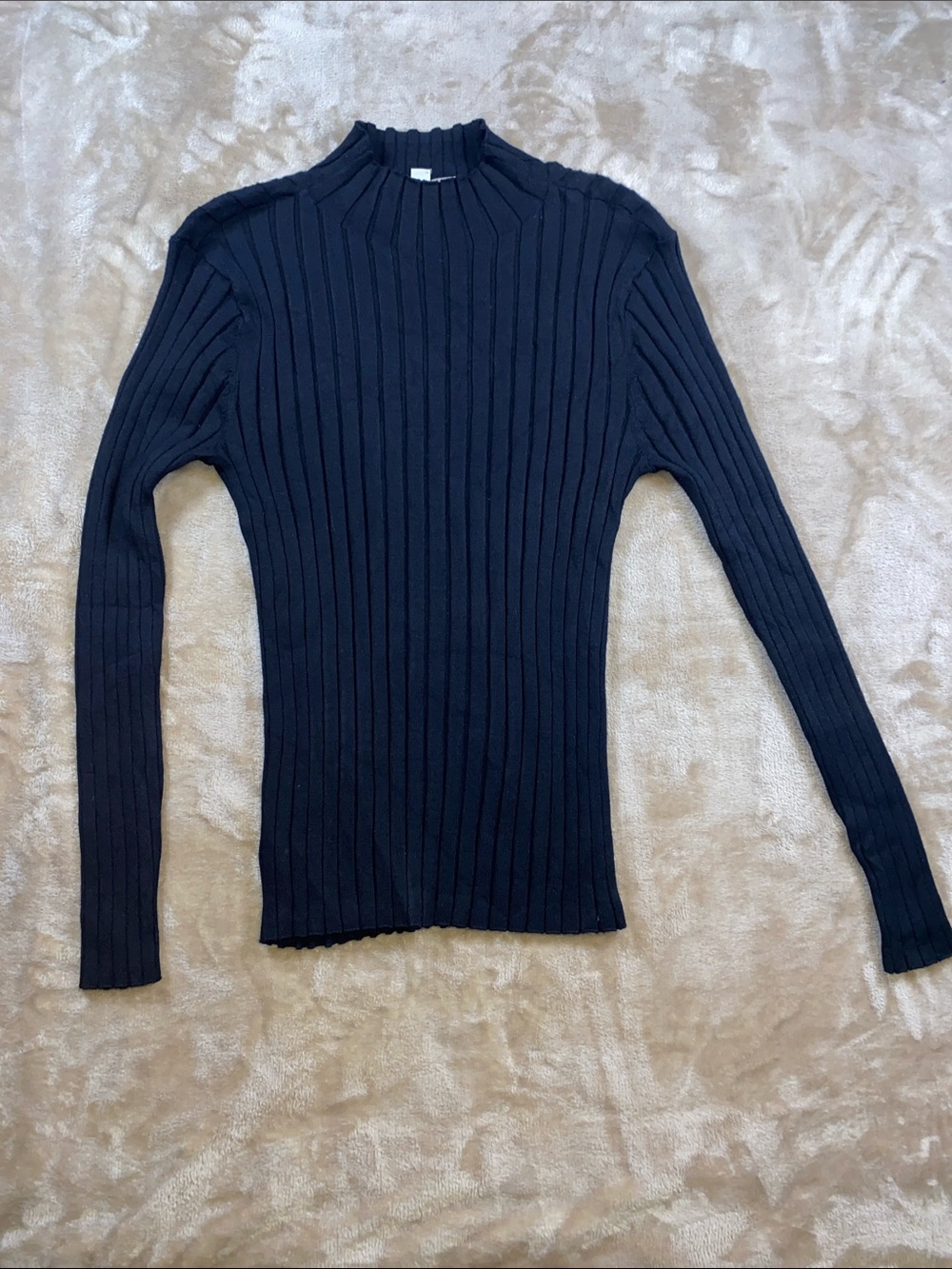 NWT LOFT Black Ribbed Mock Neck Sweater